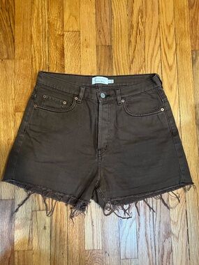 & Other Stories Brown Denim Cutoff Shorts